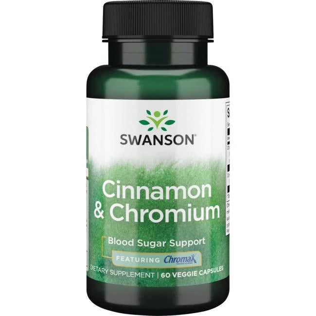 Swanson Cinnamon and Chromium Featuring Chromax, 60 Veggie Capsules - Swanson