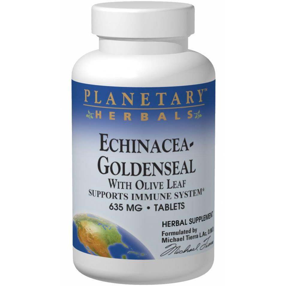 Planetary Herbals Echinacea-Goldenseal with Olive Leaf, 635 mg, 30 Tablets - Planetary Herbals