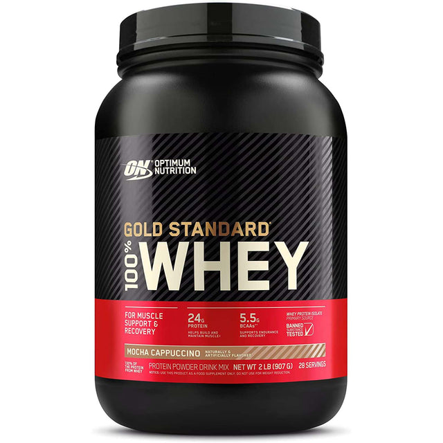 Optimum Nutrition Gold Standard 100% Whey Protein, Mocha Cappuccino, 2 LB - Optimum Nutrition