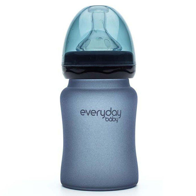 Everyday Baby Glass Heat Sensing Baby Bottle, 150 ML, Blueberry - Everyday Baby