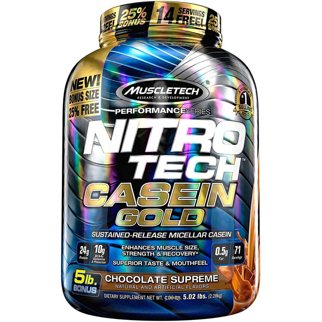 Muscletech Nitro Tech Casein Gold, Chocolate Supreme, 5 LB - Muscletech