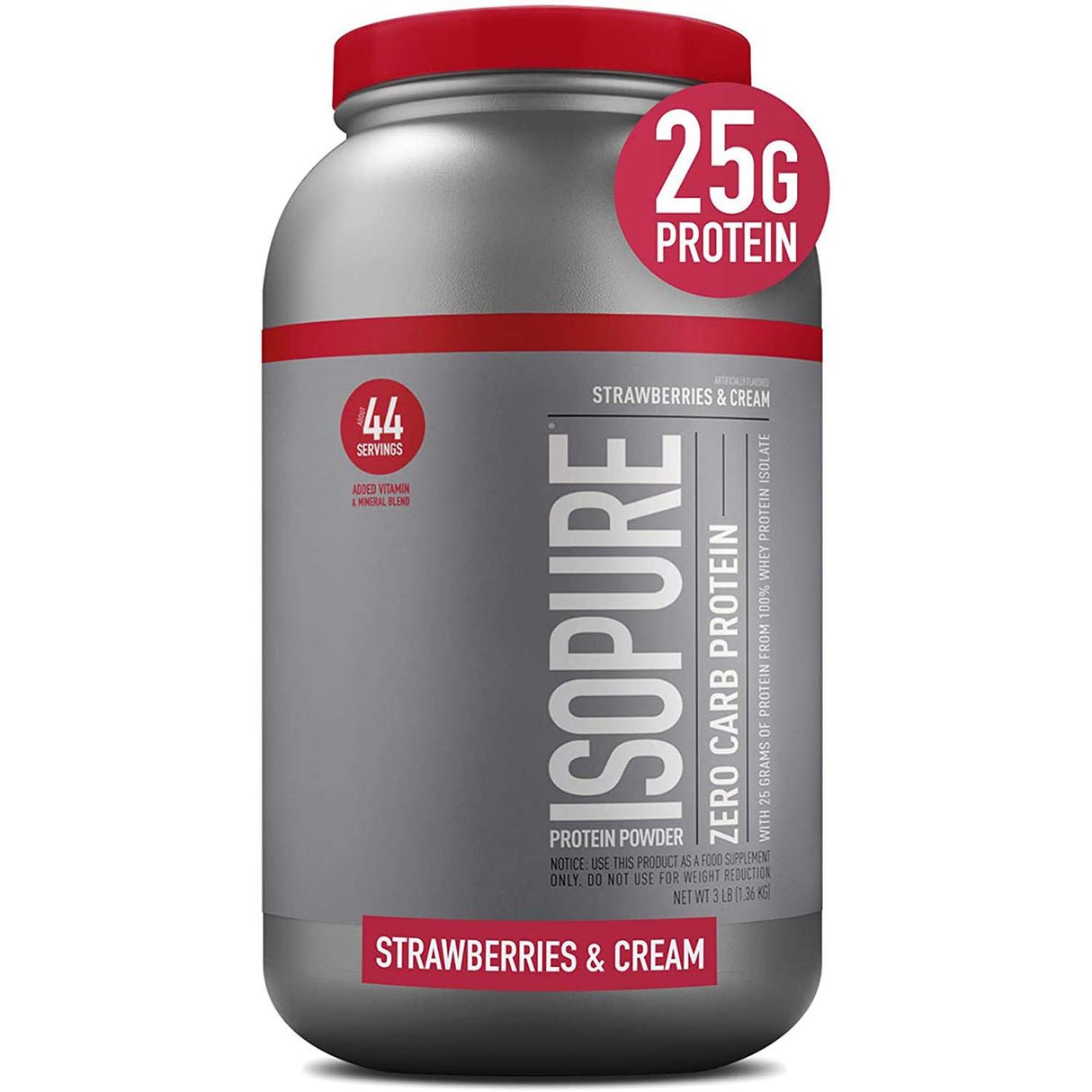 Isopure Zero Carb Protein, Strawberries & Cream, Nature's Best, 3 LB - Nature's Best