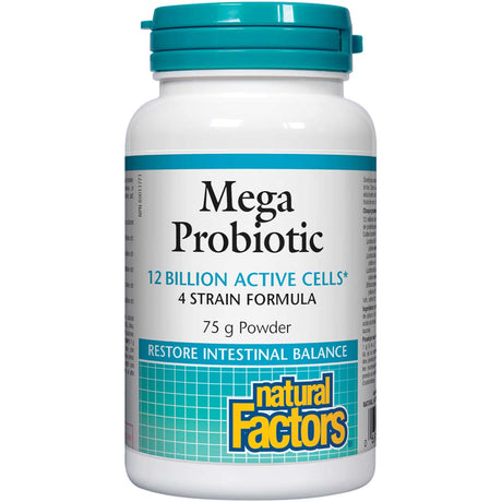 Mega Probiotic Powder, 12 Billion Active Cells, 75 Gm - Natural Factors - Natural Factors