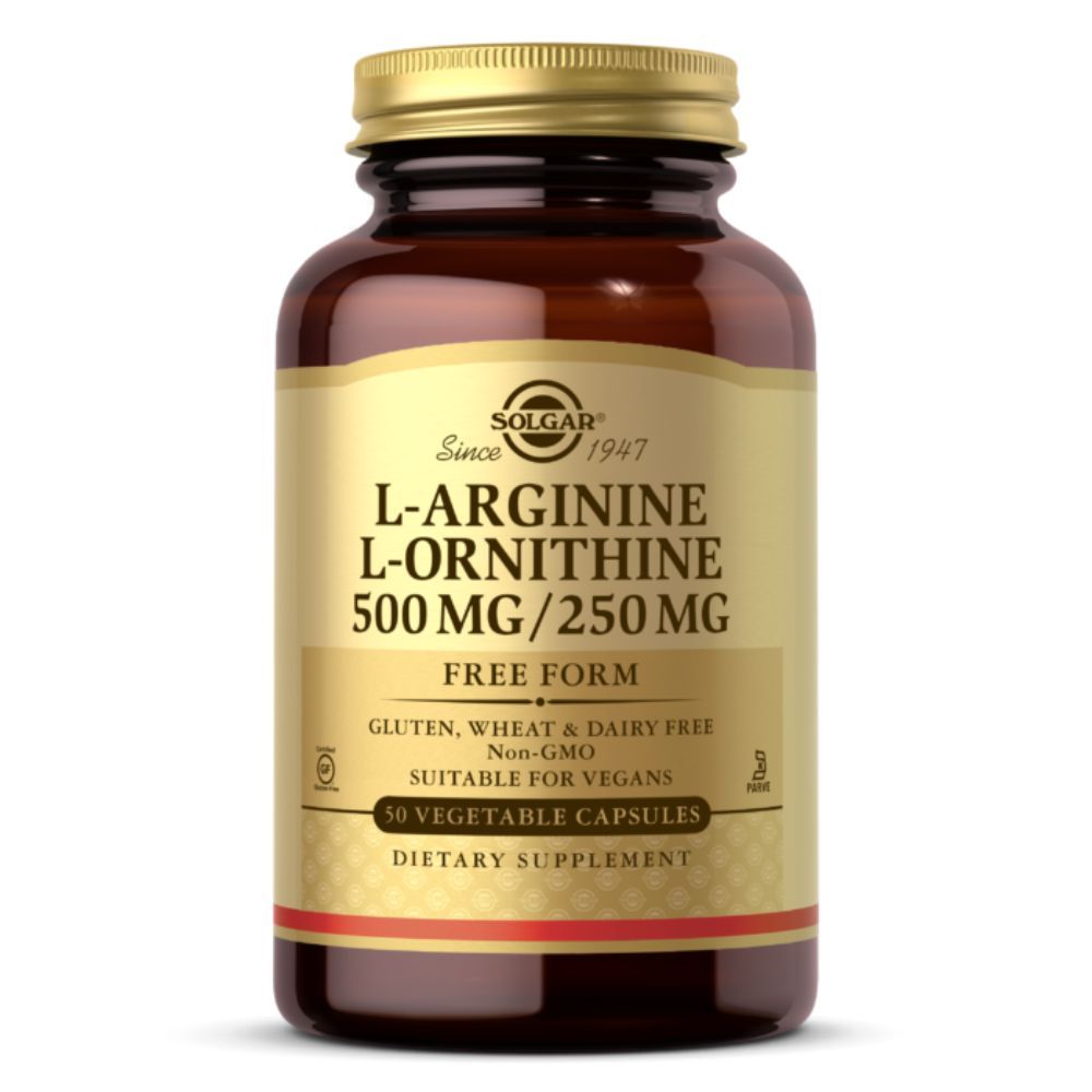 Solgar L-Arginine L-Ornithine, 500 mg-250 mg, 50 Vegetable Capsules - Solgar