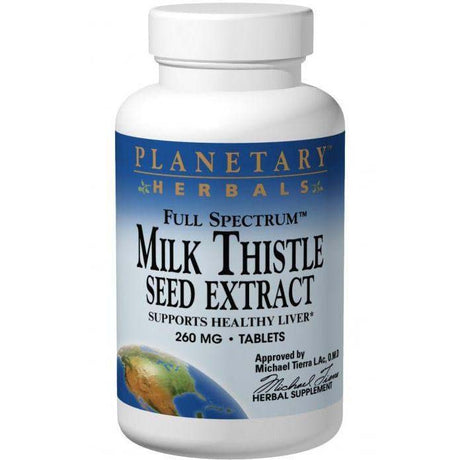 Planetary Herbals Full Spectrum Milk Thistle Seed Extract, 260 mg, 60 Tablets - Planetary Herbals