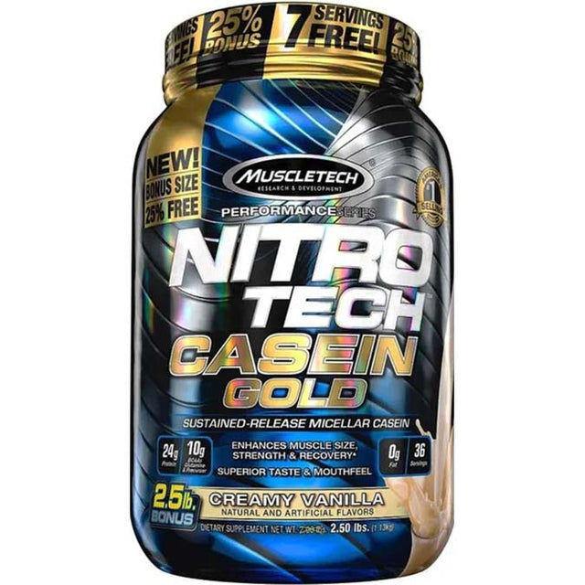 Muscletech Nitro Tech Casein Gold, Creamy Vanilla, 2.5 LB - Muscletech