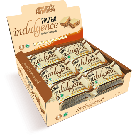 Applied Nutrition Protein Indulgence Bar, Box of 12 Bars, White Choc Salted Caramel - Applied Nutrition