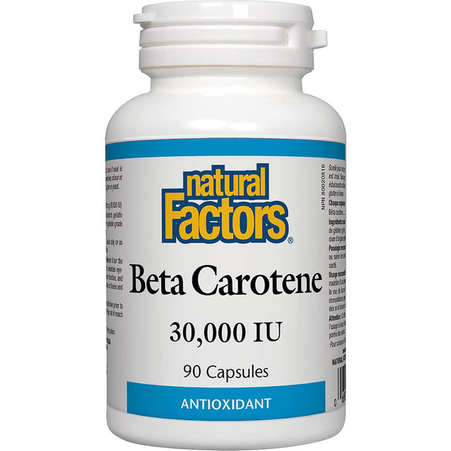 Beta Carotene, 30000 IU, 90 Capsules - Natural Factors - Natural Factors