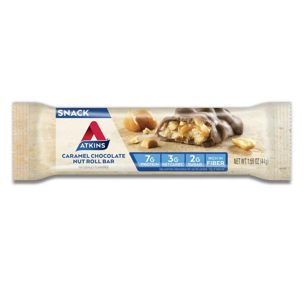 Atkins Caramel Chocolate Nut Roll Snack Bar, 44 Gm - Atkins