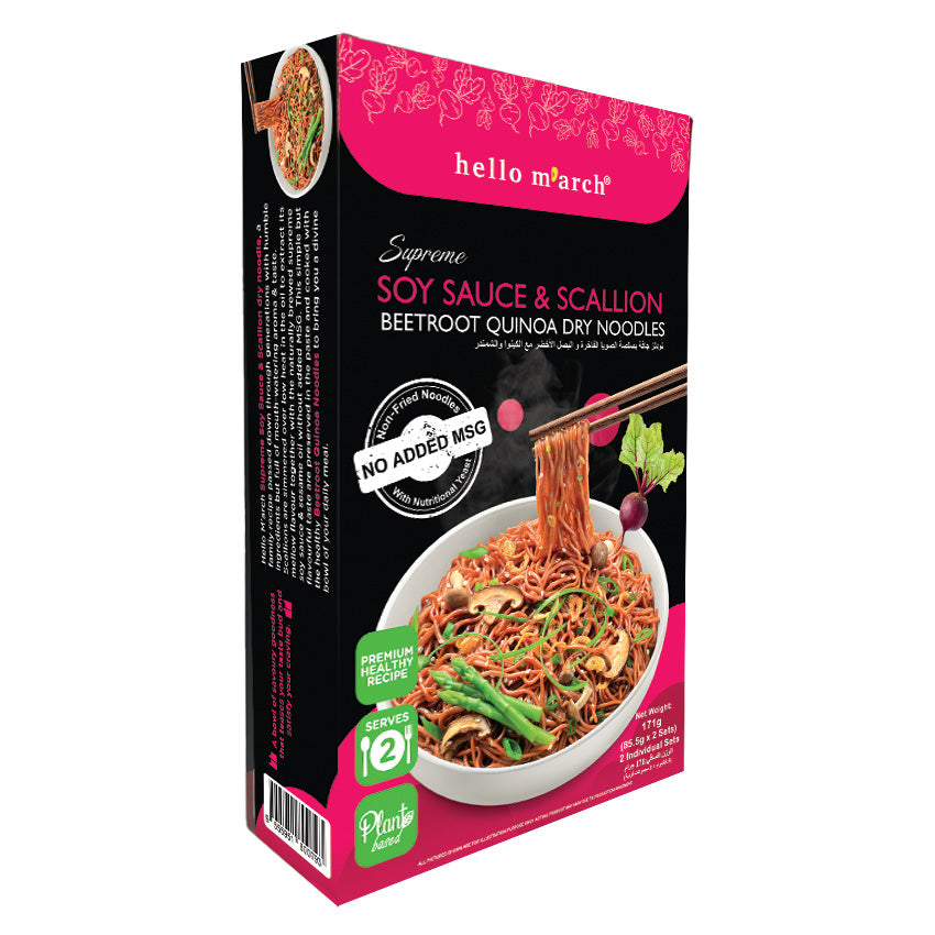 Hello March Dry Noodles, Soy Sauce & Scallion Beetroot Quinoa, 171 G - Hello March