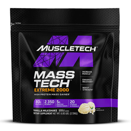 Muscletech Mass Tech Extreme 2000, Vanilla Milkshake, 6 LB - Muscletech