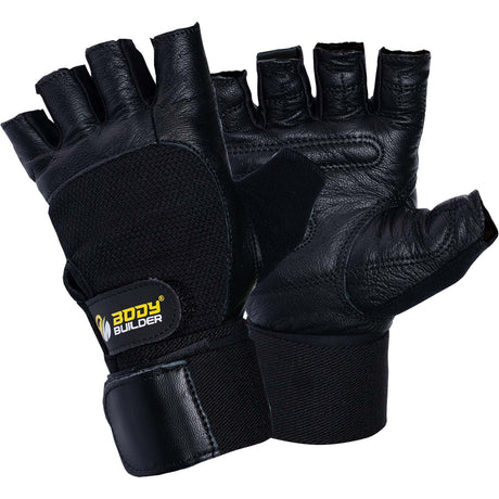 XL Black Body Builder Wrist Support Gloves - Body Builder