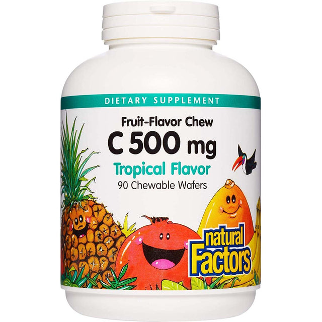 Natural Factors Vitamin C 500 mg Chewable Wafer, Tropical Flavor, 90 Chewable Wafers - Natural Factors