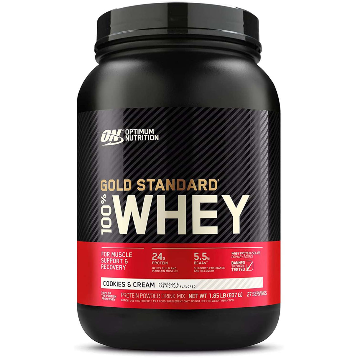 Optimum Nutrition Gold Standard 100% Whey Protein, 2 LB, Cookies and Cream - Optimum Nutrition