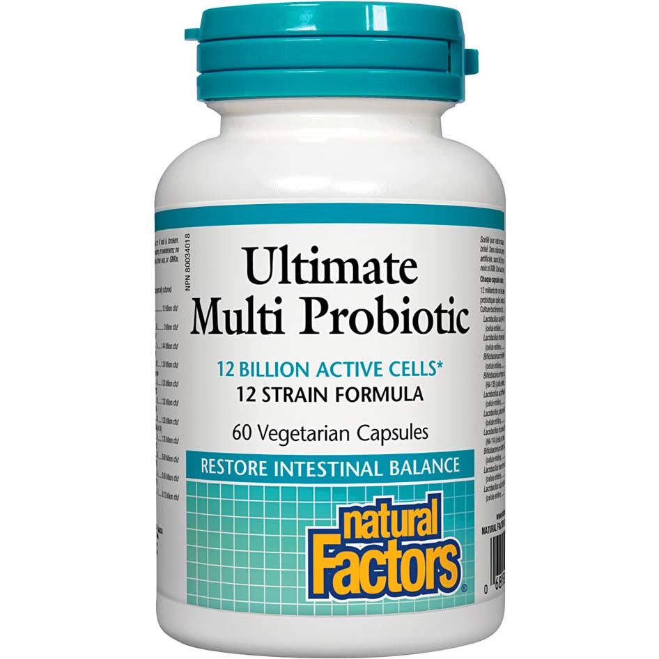 Ultimate Multi Probiotic, 12 Billion Active Cells, 60 Veggie Capsules - Natural Factors - Natural Factors