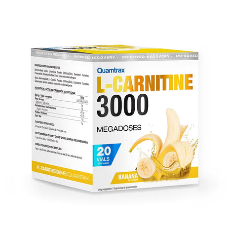 Quamtrax L-carnitine 3000 Megadoses, Banana, 20 Vials - Quamtrax