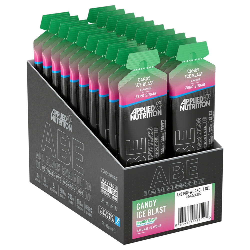 ABE Ultimate Pre Workout Gel, Candy Ice Blast, Box of 20 Pieces - Applied Nutrition - Applied Nutrition