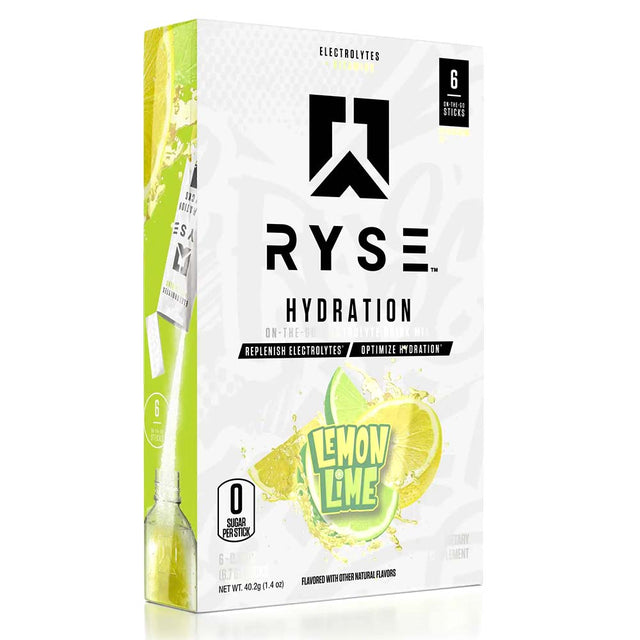 Hydration Electrolytes Sticks, Lemon Lime, 6 Sticks - RYSE - RYSE