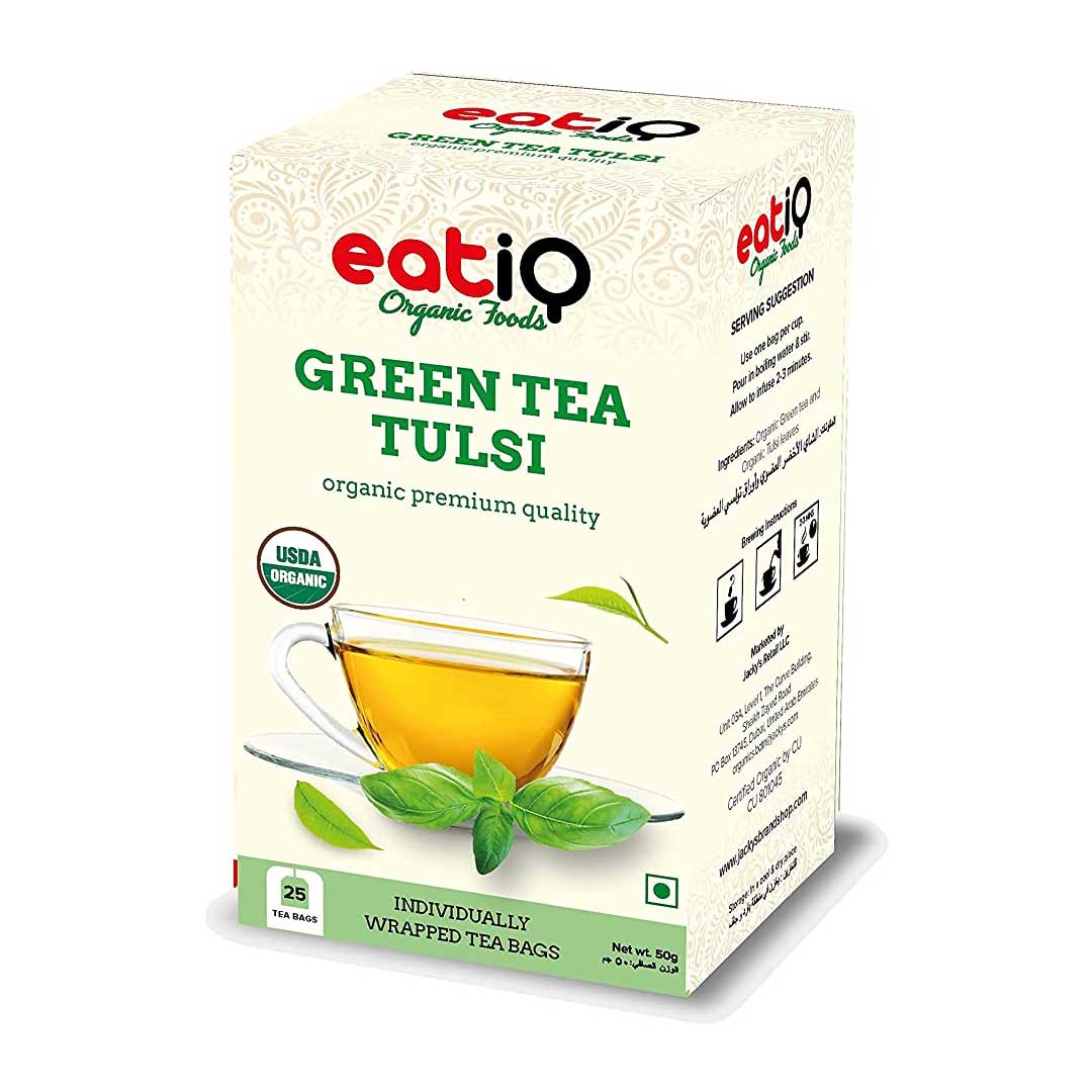 Eatiq Organic Foods Tulsi Green Tea, 25 Bags - Eatiq Organic Food