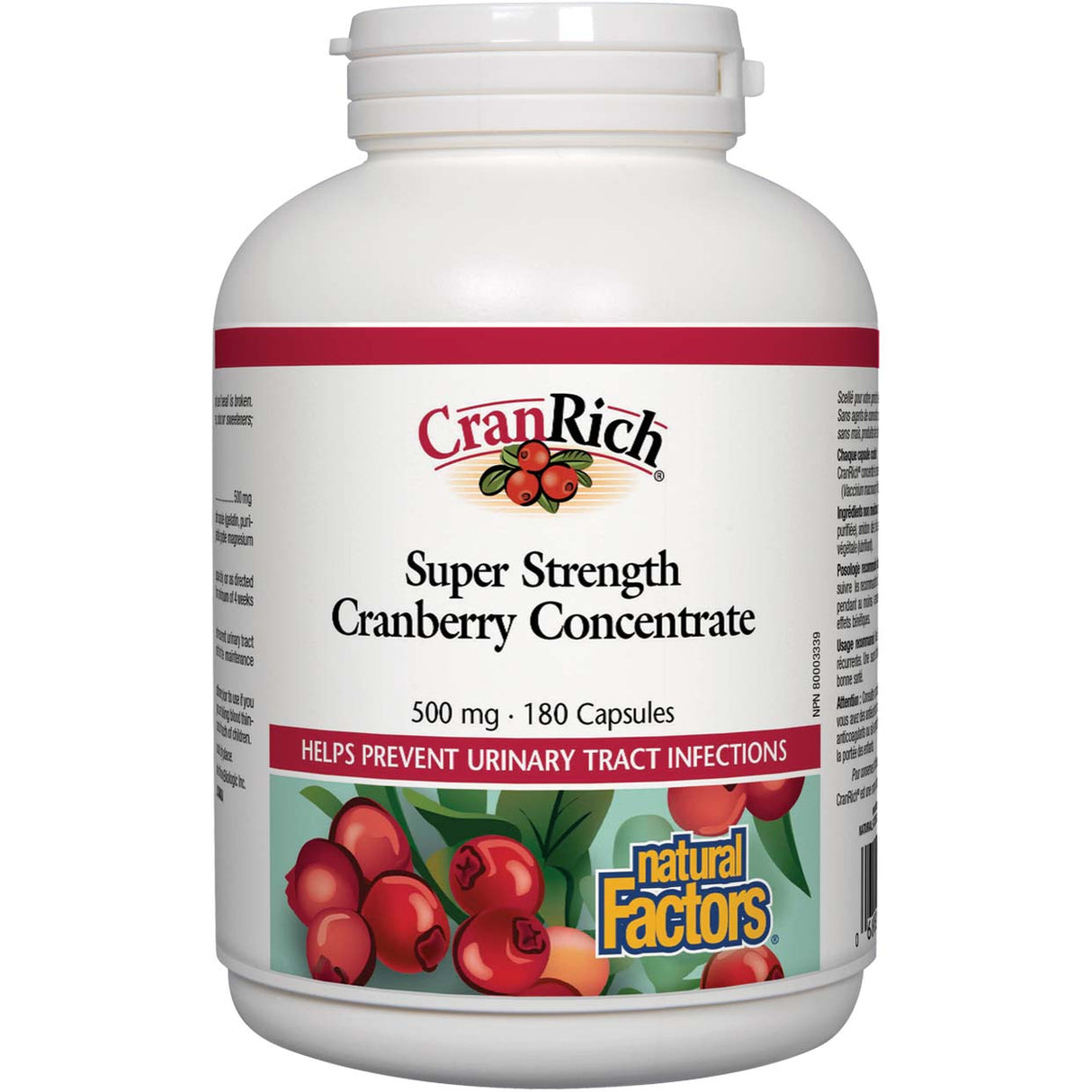 Super Strength Cranberry Concentrate, 500 mg, 180 Capsules - Natural Factors - Natural Factors