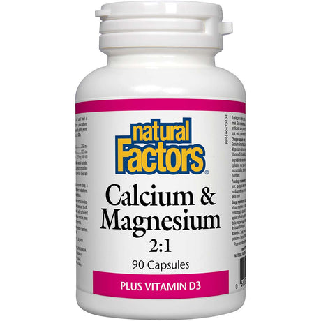 Calcium and Magnesium 2:1 Plus Vitamin D3, 90 Capsules - Natural Factors - Natural Factors